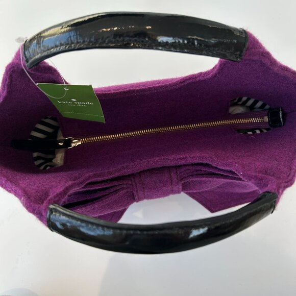 NWT Kate Spade New York Walker Park Purple Felt Thick Bow Bag - Picture 7 of 12